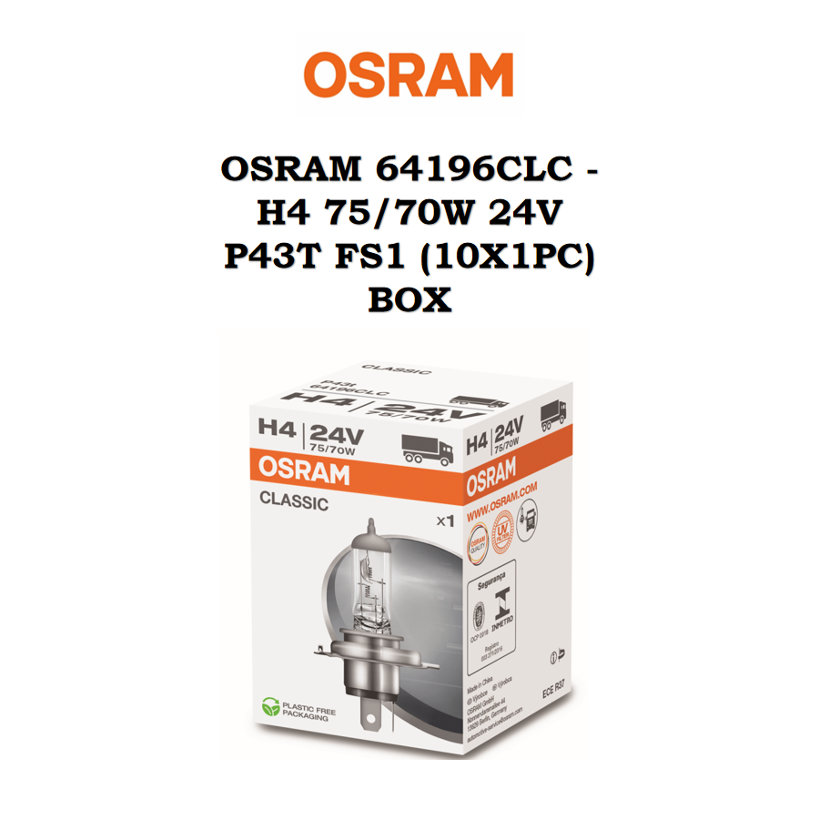 OSRAM 64196CLC - H4 75/70W 24V P43T FS1
